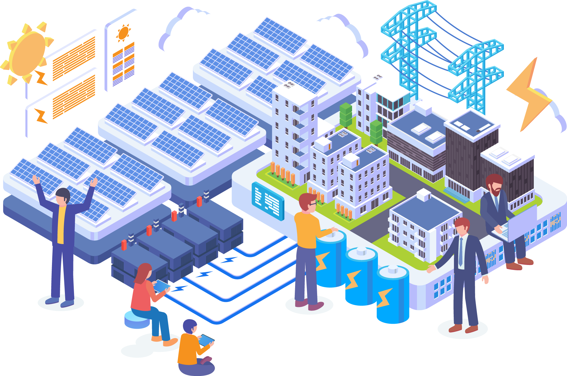 isometric-solar-batteries-grid